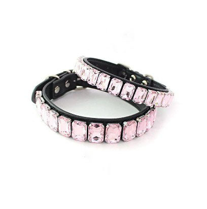 Sparkly Bold Dog Collar in PU Leather with Rhinestones