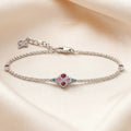 Ornament Spring Link Chain Bracelet in 925 Sterling Silver with Zircons