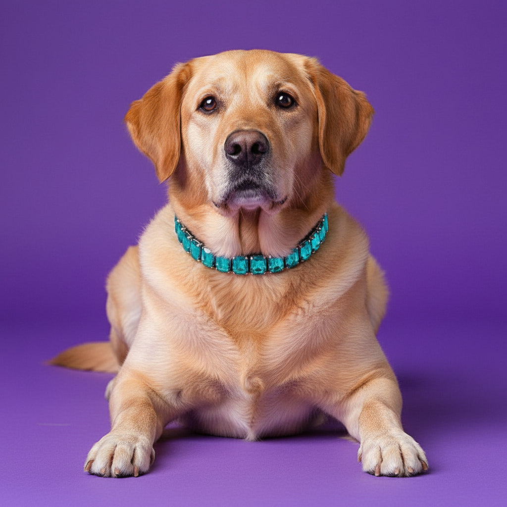 Sparkly Bold Dog Collar in PU Leather with Rhinestones
