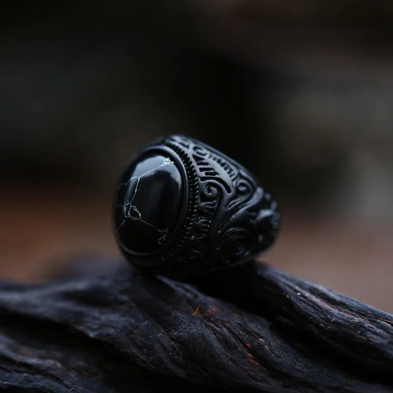 Ancient Oval Tiger Eye Large Stone Bold Ring in Stainless Steel