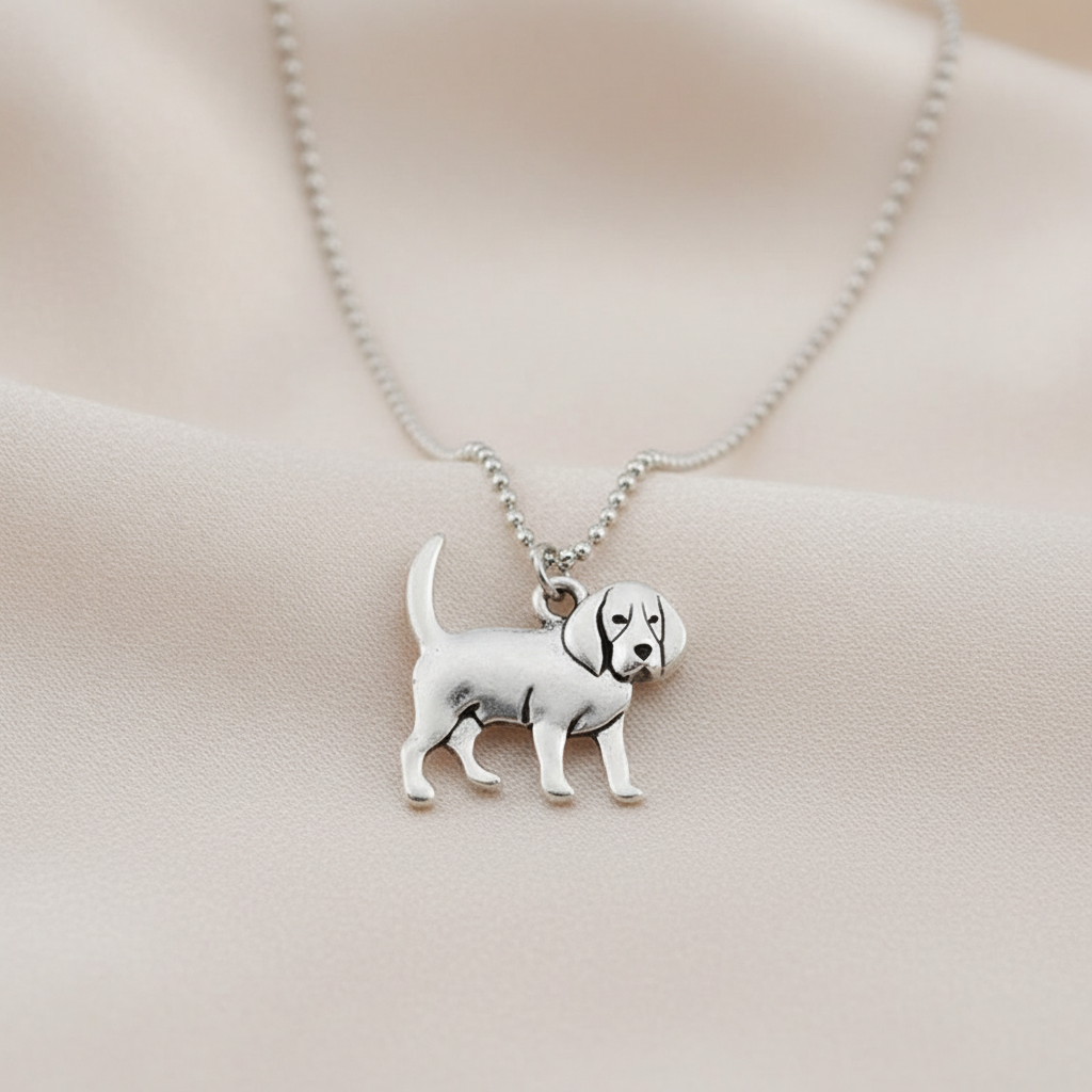Stainless Steel Beagle Dog Pendant Necklace