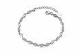 Chain Bracelet in 925 Sterling Silver with Clear or Purple Cubic Zirconia