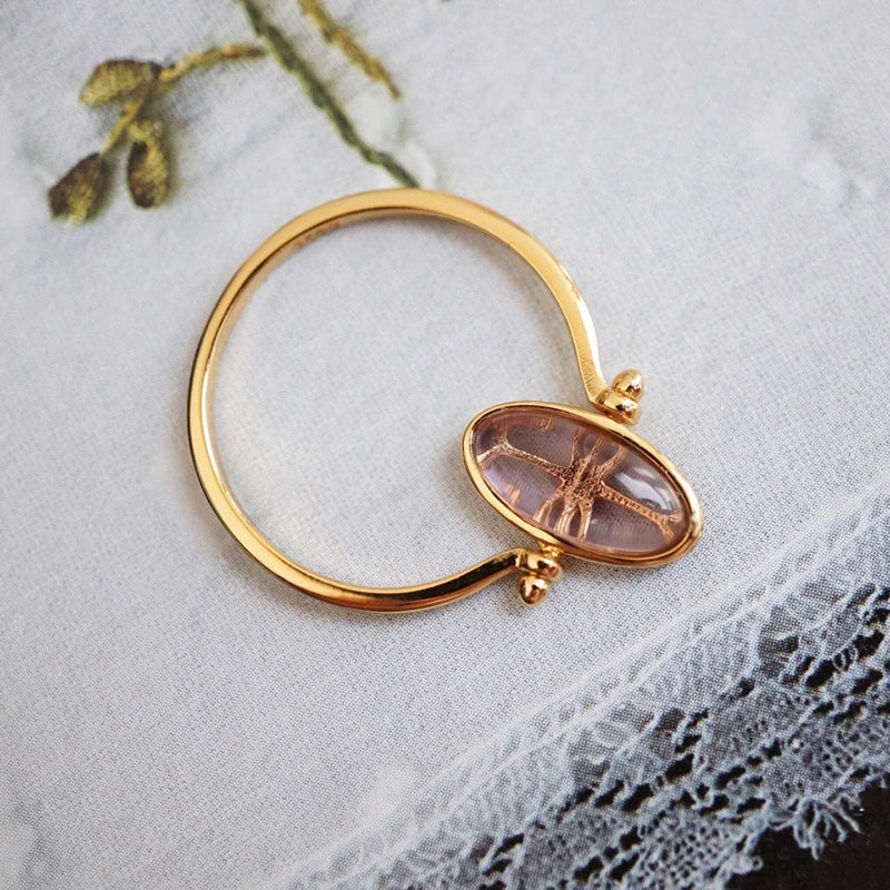 Convertible Ring & Pendant in Gold Plating with Zircon Amethyst
