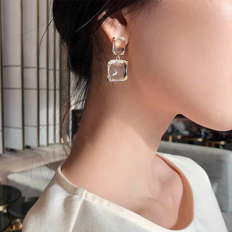 Stunning Glass Block Stud Earrings