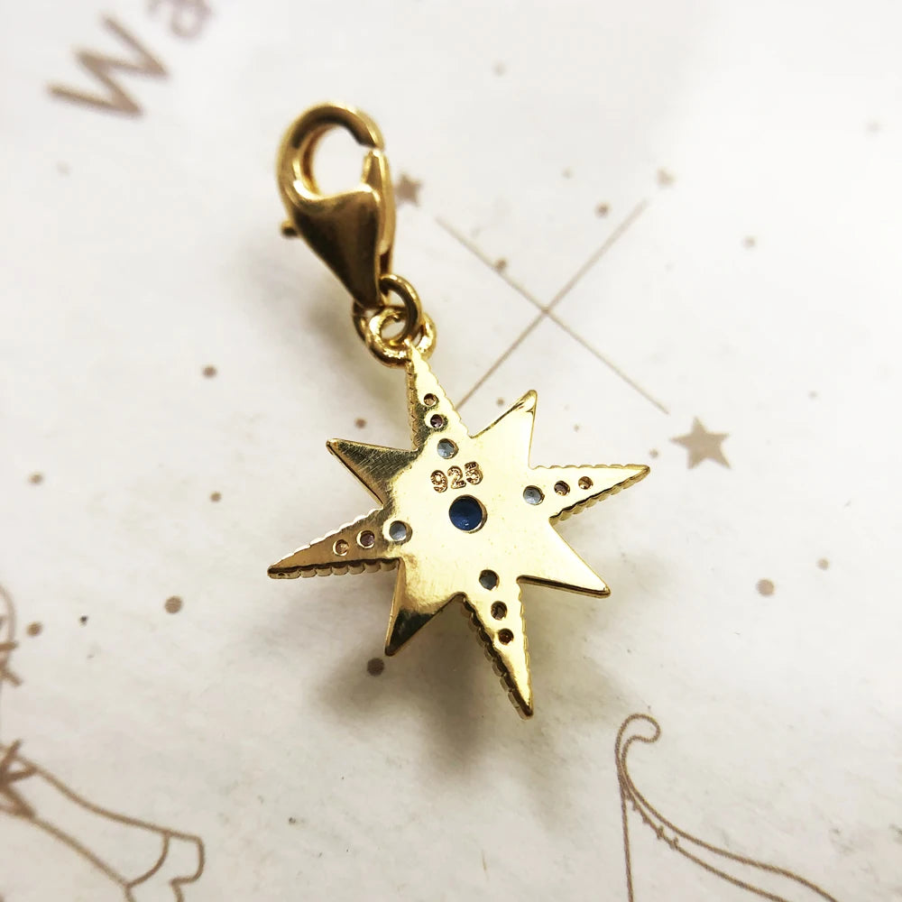 925 Sterling Sliver Lucky Golden Royalty Star Pendant Charm