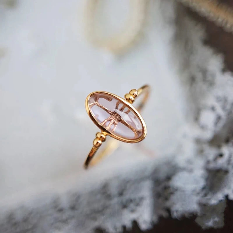 Convertible Ring & Pendant in Gold Plating with Zircon Amethyst