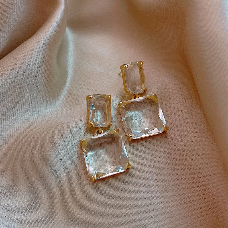 Stunning Glass Block Stud Earrings