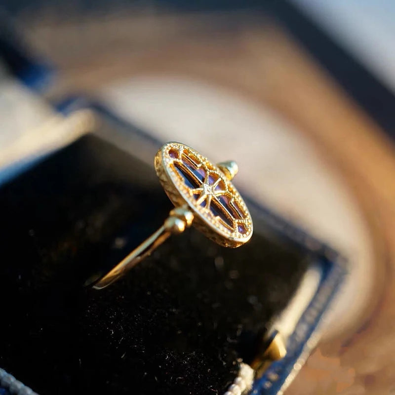 Convertible Ring & Pendant in Gold Plating with Zircon Amethyst
