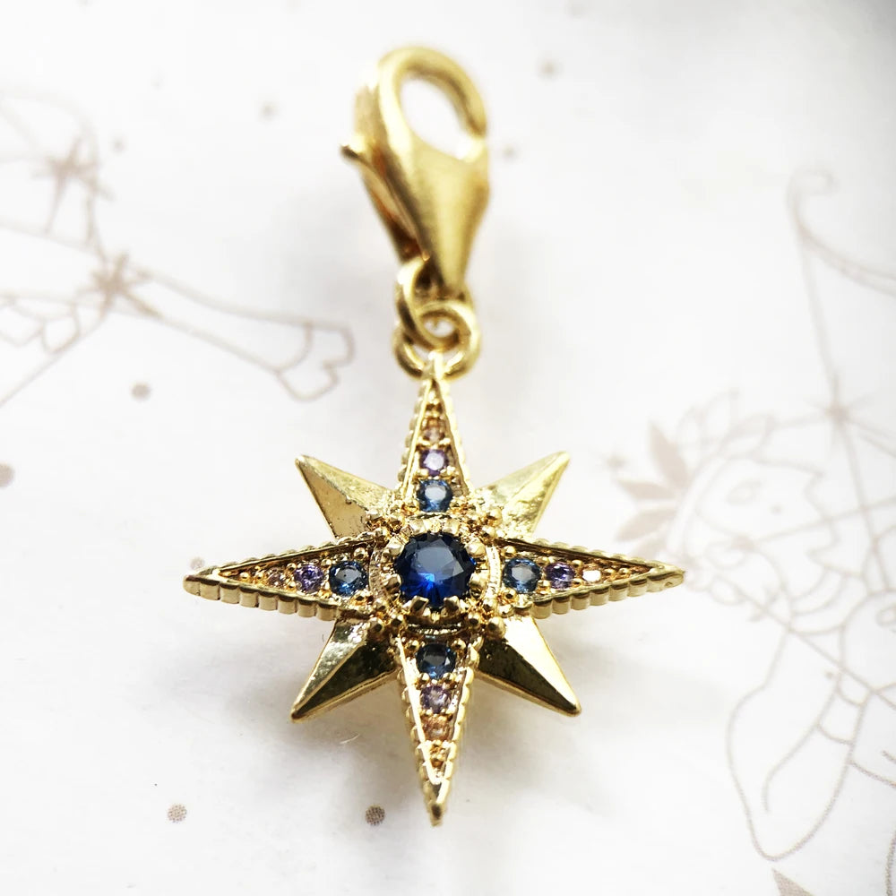925 Sterling Sliver Lucky Golden Royalty Star Pendant Charm
