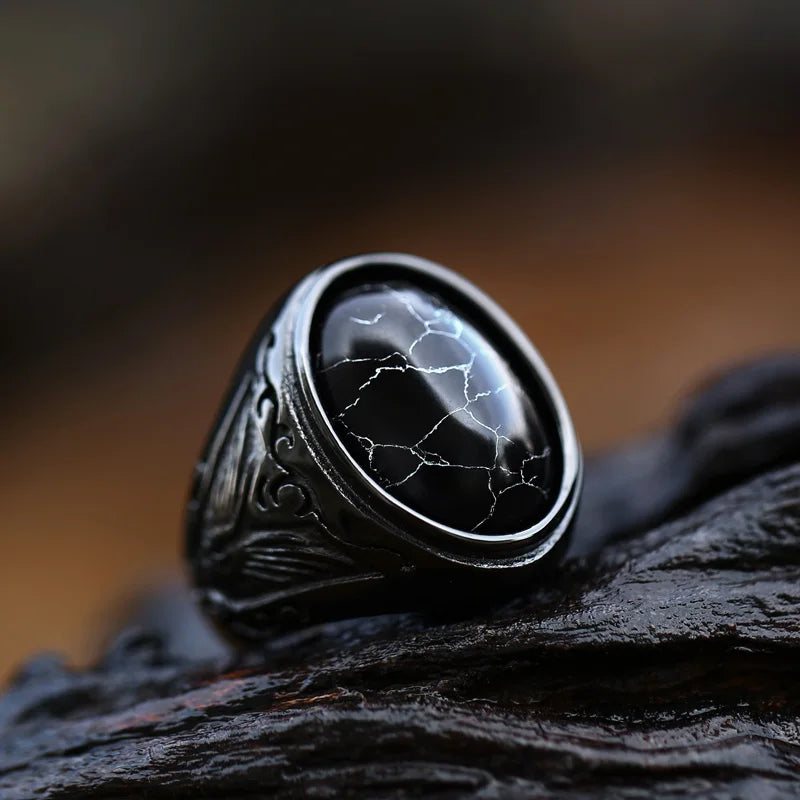 Ancient Oval Tiger Eye Large Stone Bold Ring in Stainless Steel