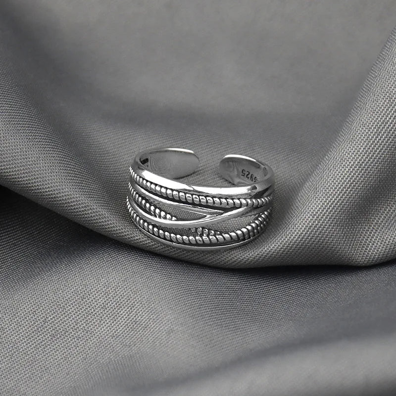 White Gold Plated 925 Sterling Silver Adjustable Ring