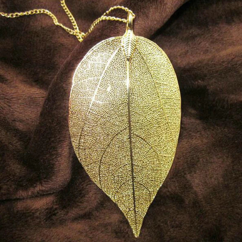 Statement Piece Alloy Necklace with Leaf Pendant