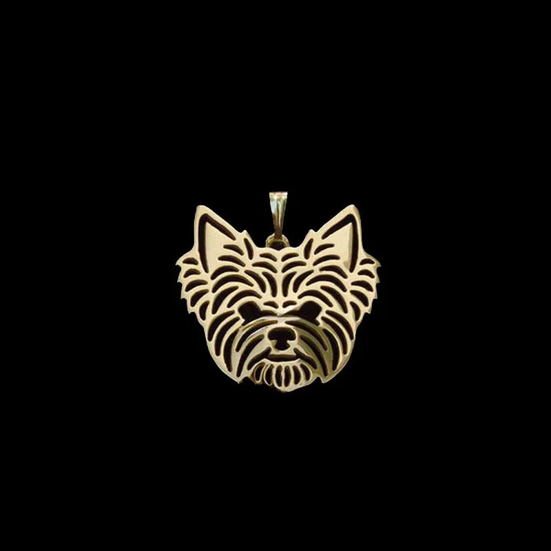 Yorkshire Terrier Zinc Alloy Dog Head Pendant - Silver/Gold Plated