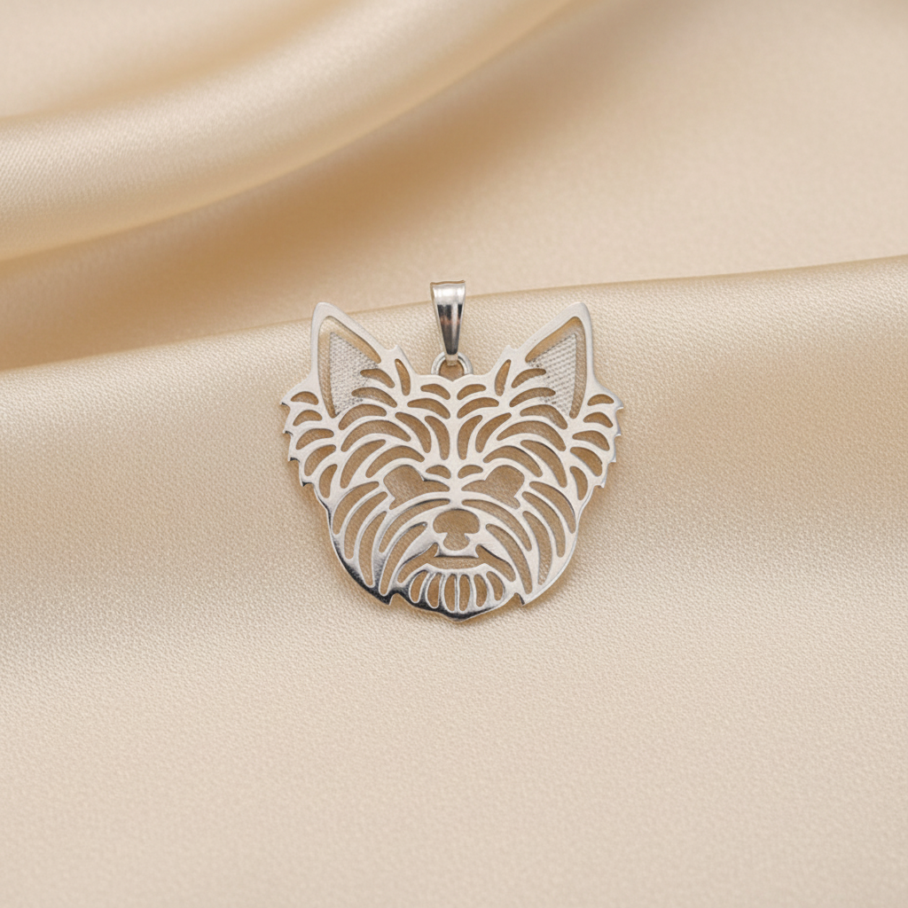Yorkshire Terrier Zinc Alloy Dog Head Pendant - Silver/Gold Plated