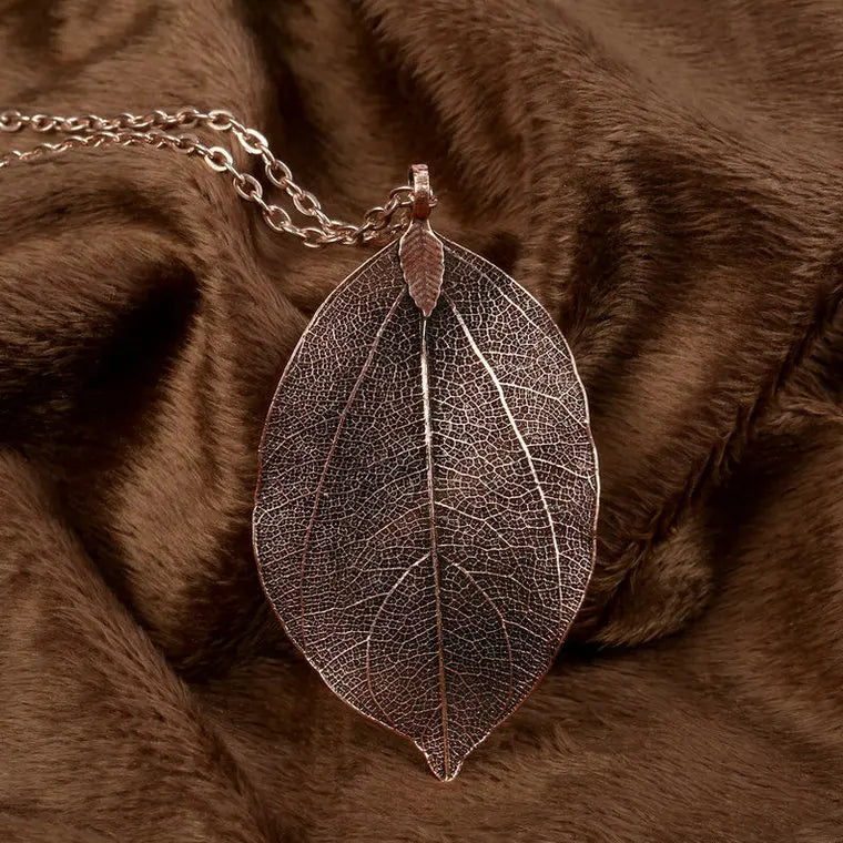 Statement Piece Alloy Necklace with Leaf Pendant