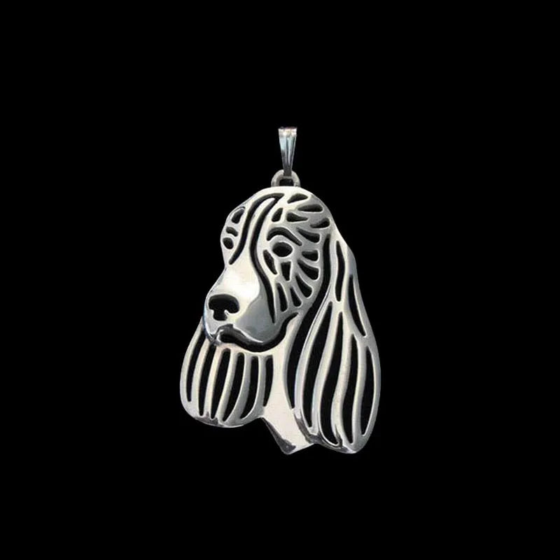 Zinc Alloy English Springer Spaniel Dog Pendant Necklace - Silver/Gold Plated
