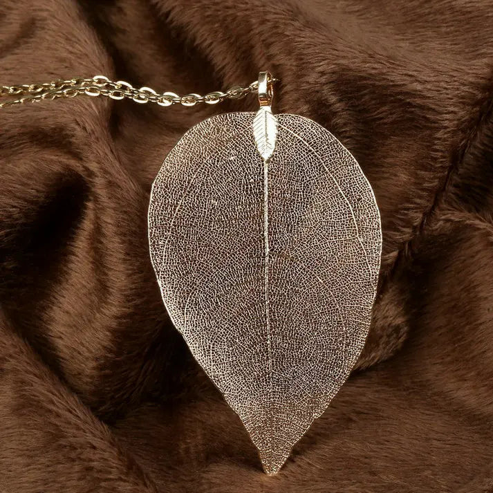 Statement Piece Alloy Necklace with Leaf Pendant