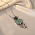 Vintage Inspired Silver Plated Zinc Alloy Necklace with Chalcedony Stone