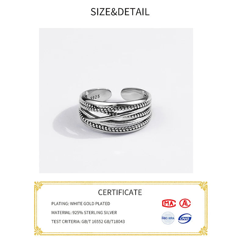 White Gold Plated 925 Sterling Silver Adjustable Ring