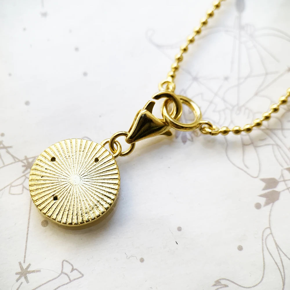Lucky Coin Charm Necklace in Gold Tone 925 Sterling Silver with Zircons