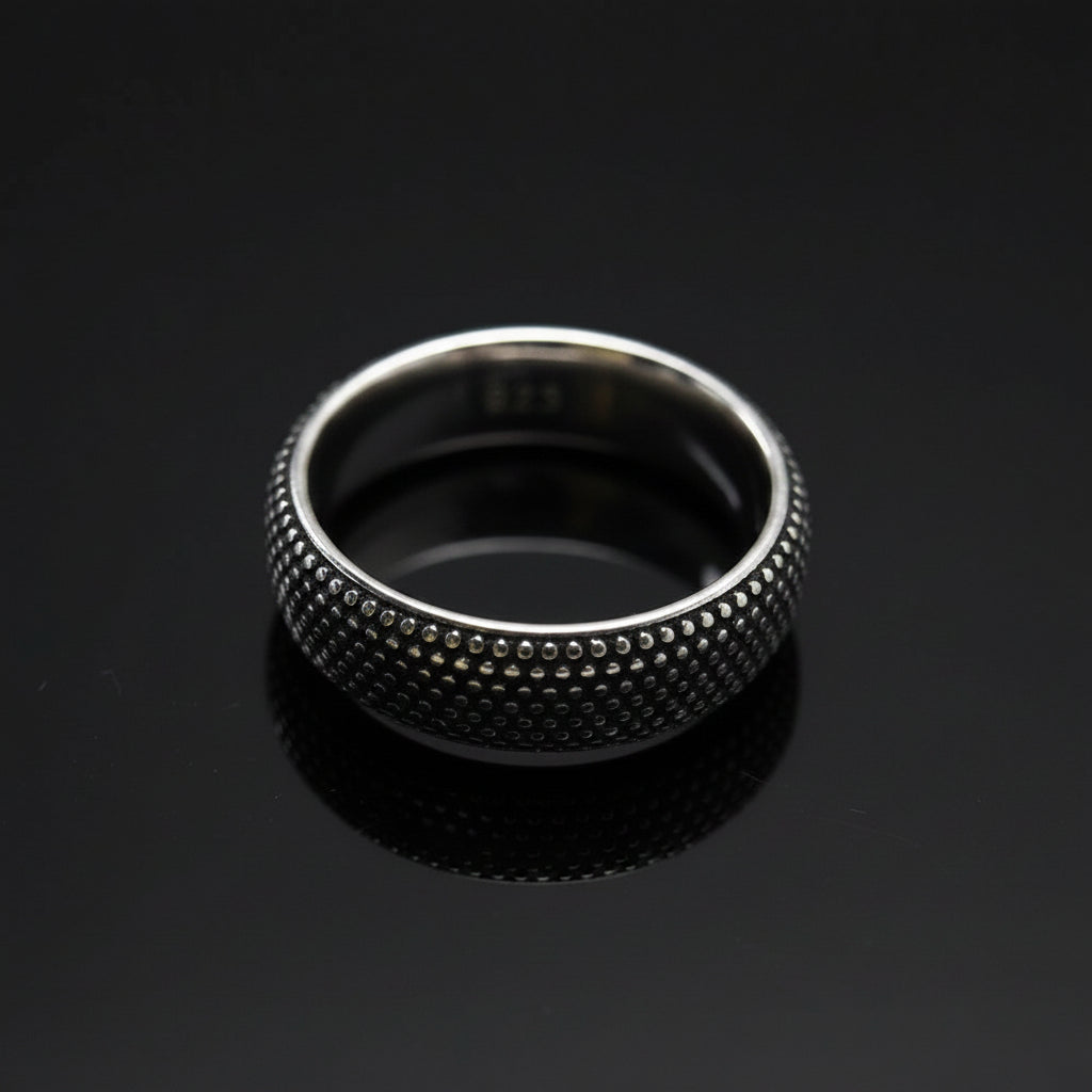 Textured Thick Band Ring in Blackened 925 Sterling Silver