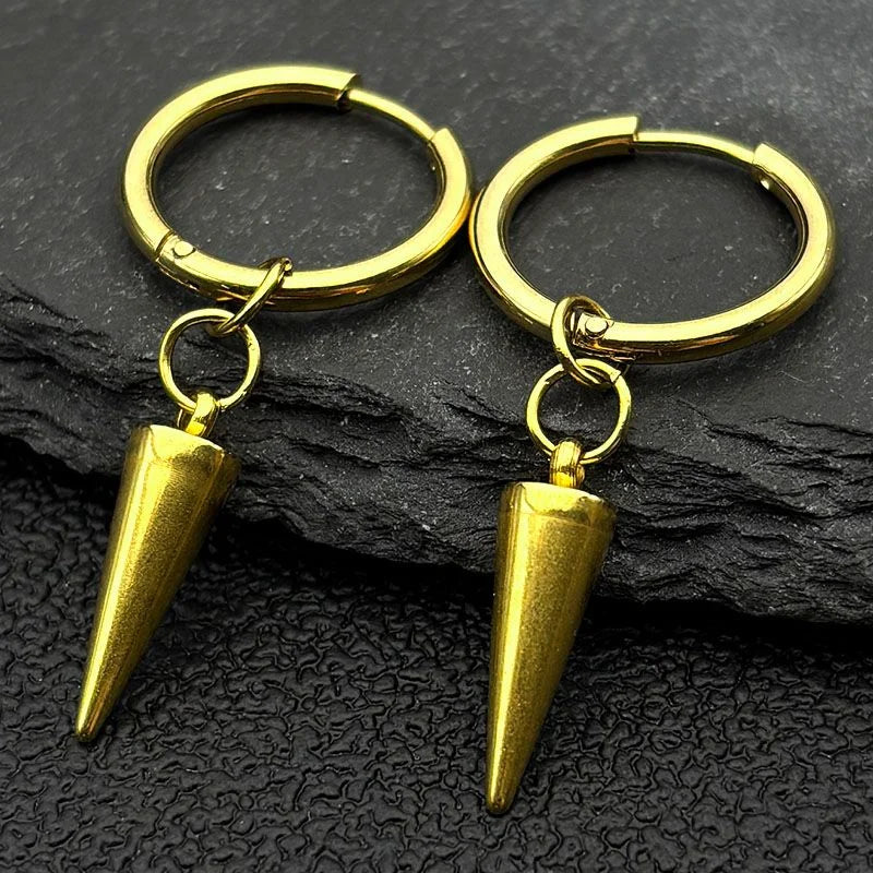Punk Spike Rivet Goth Hoop Stainless Steel Earrings Collection
