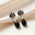 Black Flame Water Drop Earrings in 925 Sterling Silver with Zircons