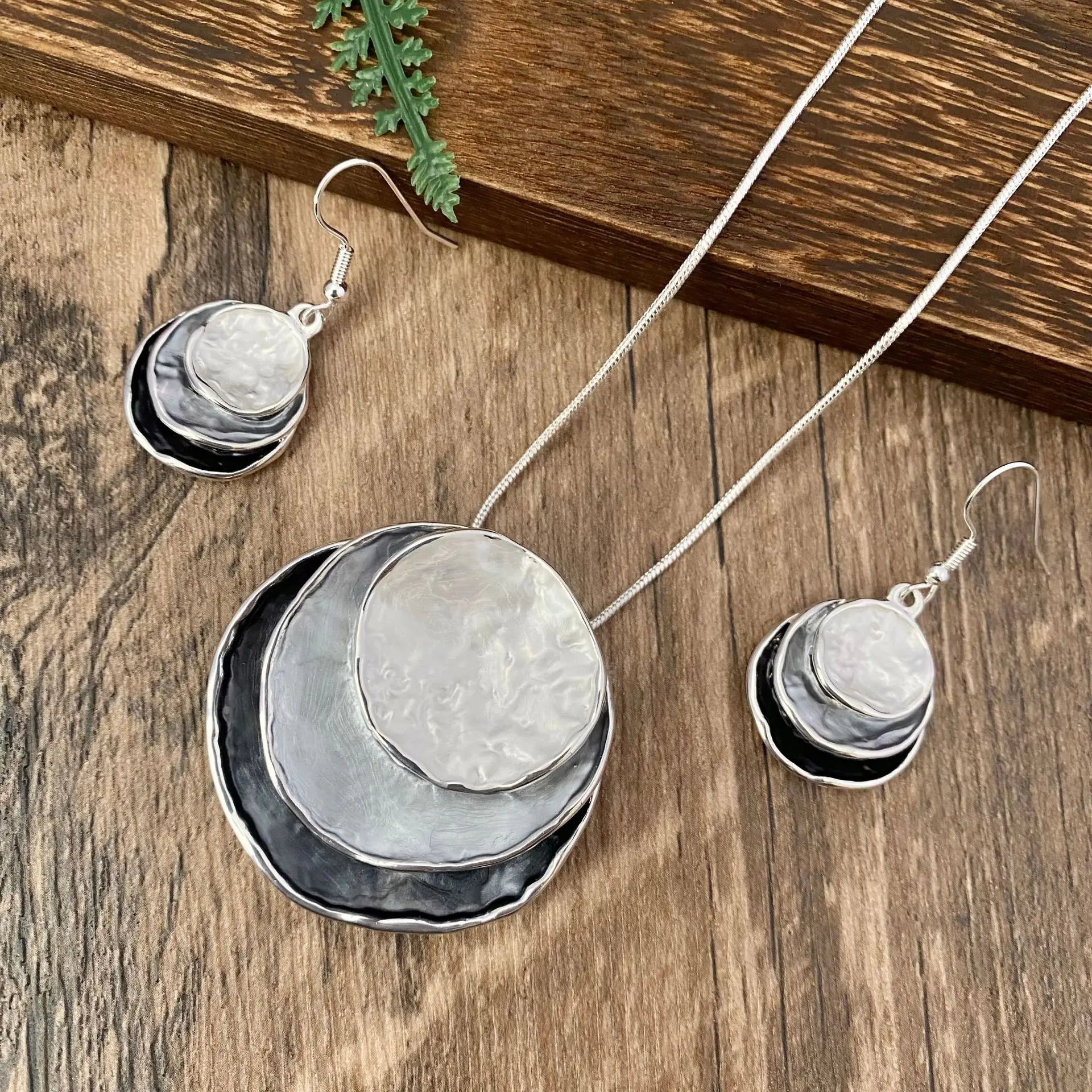 Bold Bohemian Style Alloy Spiral Pendant Necklace & Earrings - 3 Options