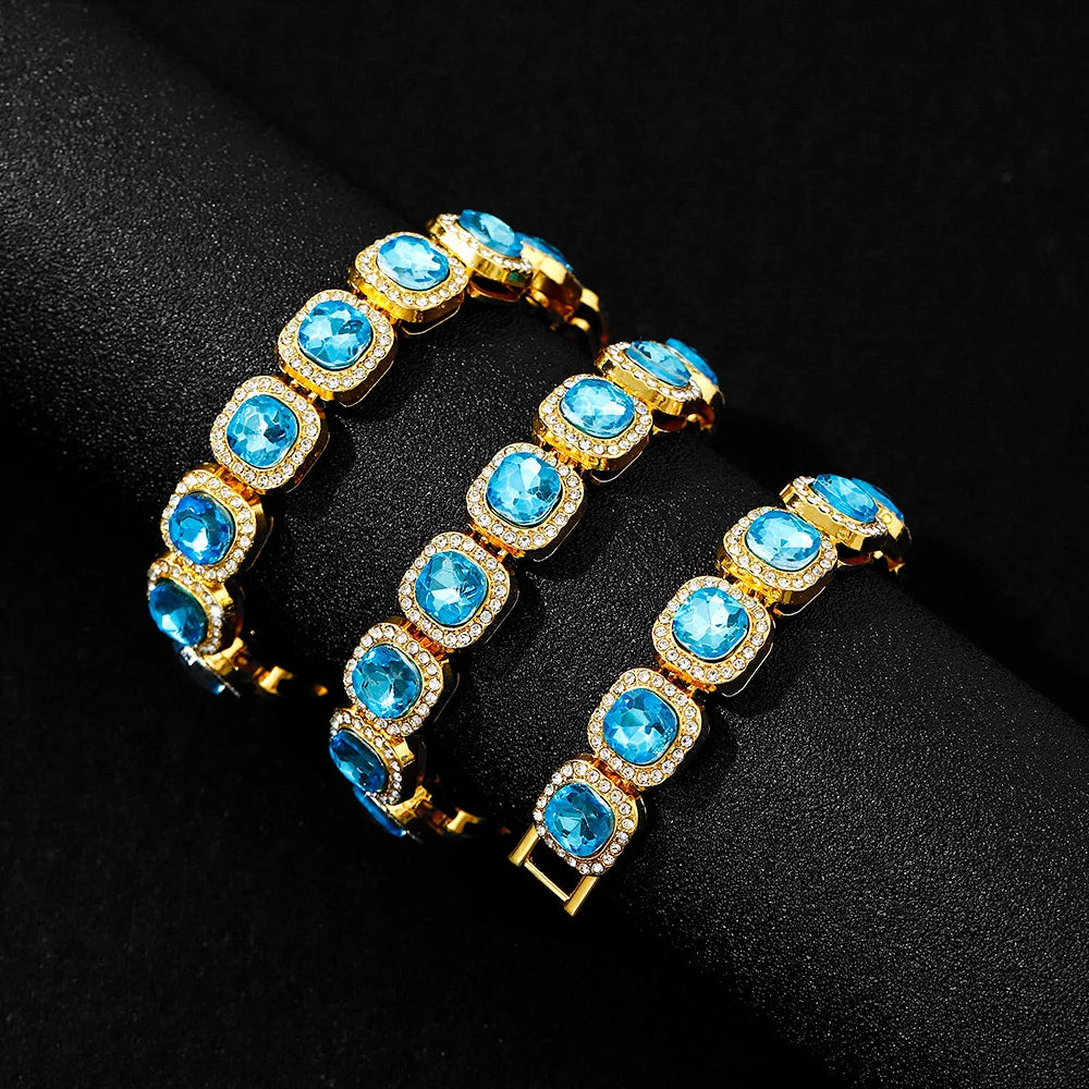 Owner & Pet Necklace Set with Large Square Rhinestones & CZ - Luxurious, Superstar, Red Carpet