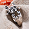 Little Bulldog Retro Thai Sterling Silver Adjustable Ring