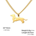 45+5 cm Stainless Steel Pendant Necklace Dachshund Dog Cutout Heart - 4 Options