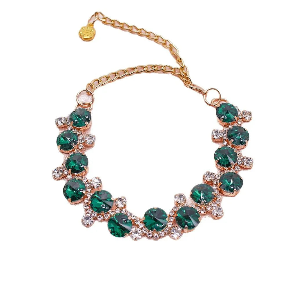18K Gold-Plated Stainless-Steel Chain Necklace with Cubic Zirconia Diamonds for Small Dogs & Cats