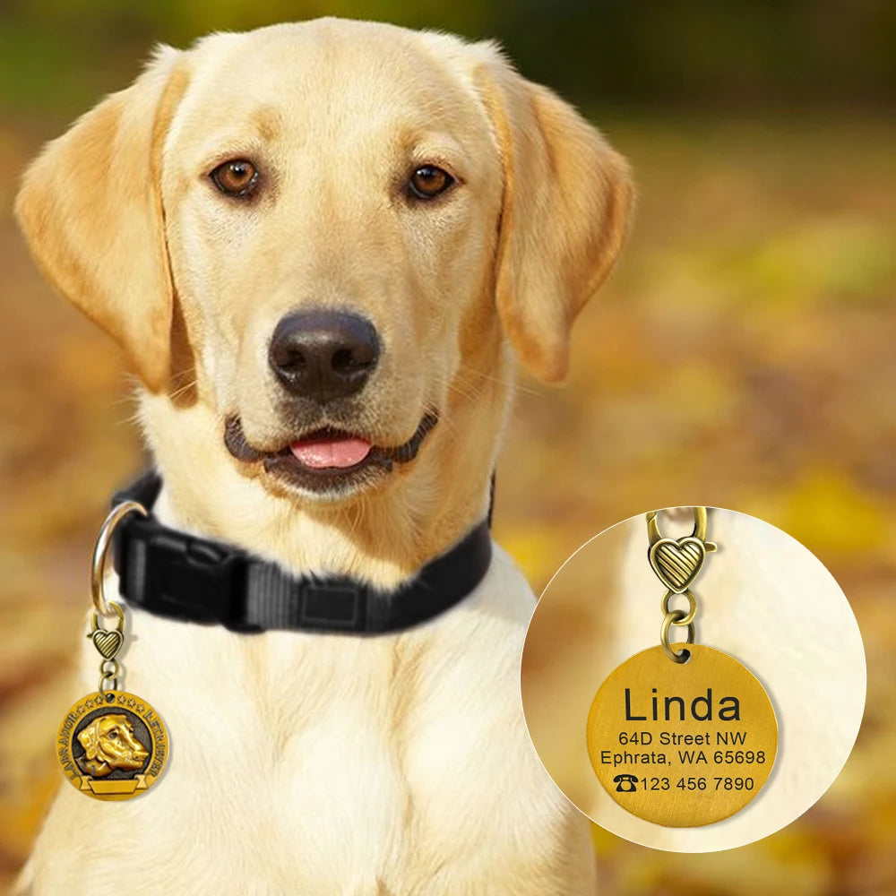 Personalized Dog ID Tag Customizable Copper Coated Various Dog Breeds
