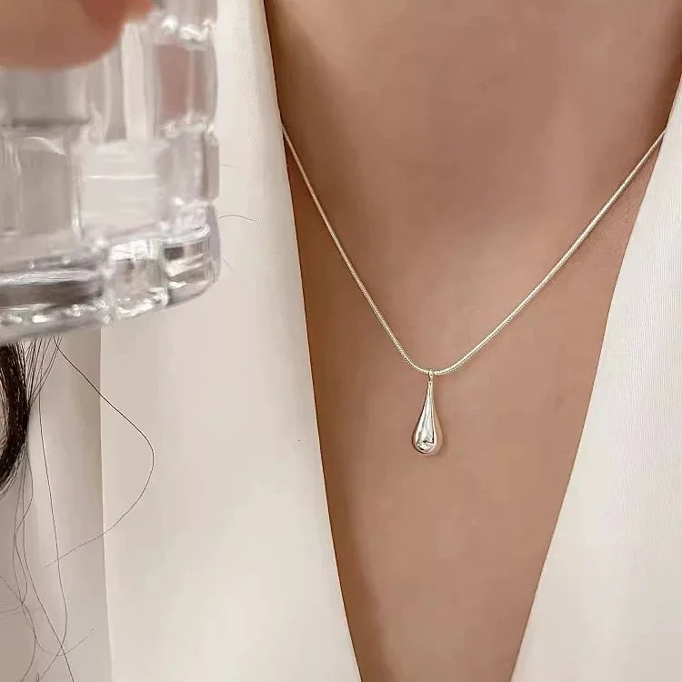 925 Sterling Silver Teardrop Minimalist Necklace
