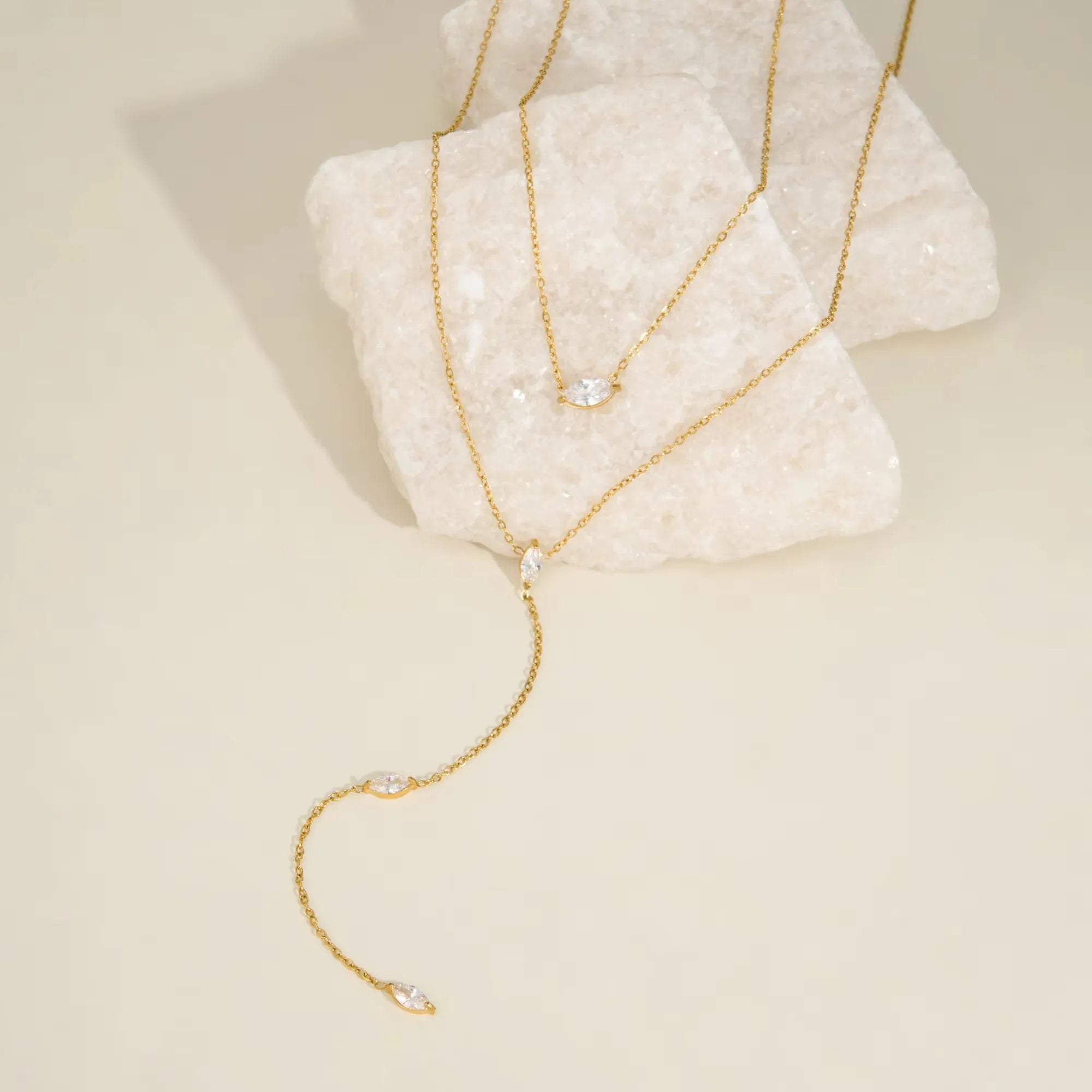 18K Gold-Plated Stainless-Steel Necklaces in Gold or Silver with Zircon Stone