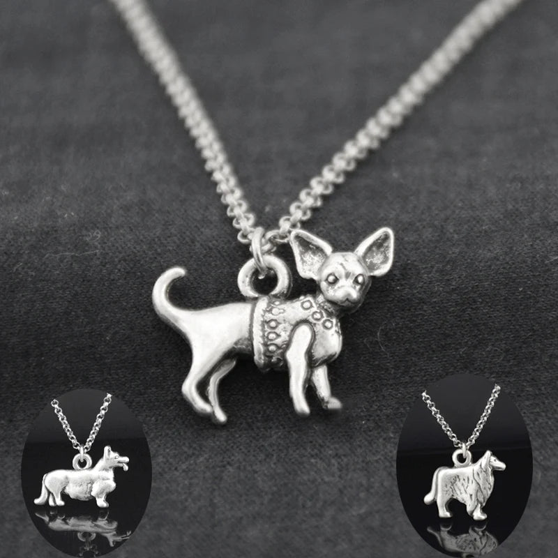 Corgi, Chihuahua, Collie Pendant on Stainless Steel Chain - Choose Yours