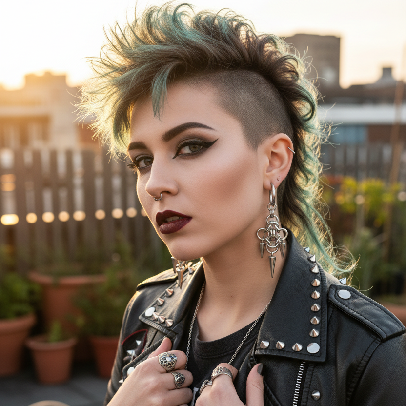 Gothic Punk Y2K Stainless Steel Spike Hoops Piercing Long Dangle Earrings
