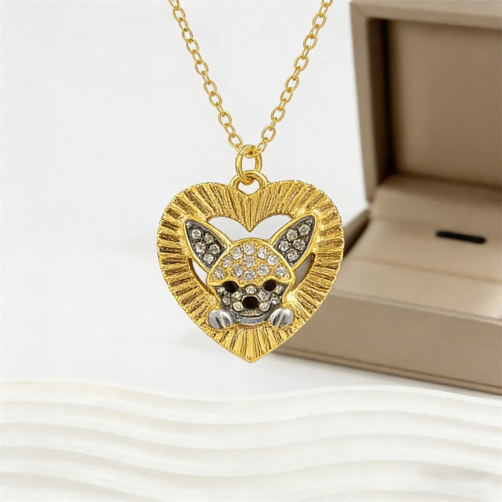 Collection of CZ Stone Dog Pendant Necklaces MANY BREEDS in Gold/Silver Tone Alloy - Choose Your Breed