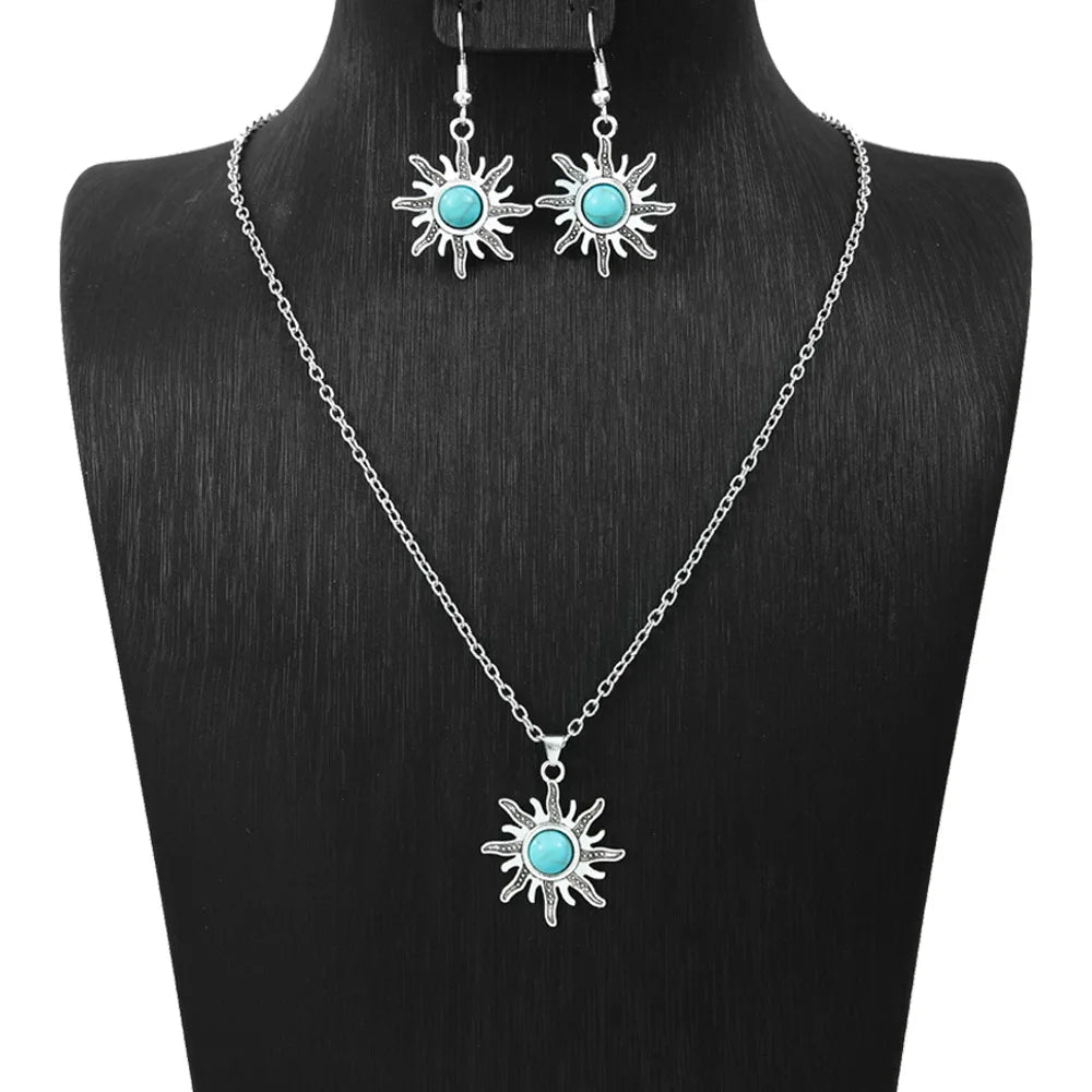 Alloy Sets of Bohemian Turquoise Earrings & Necklaces