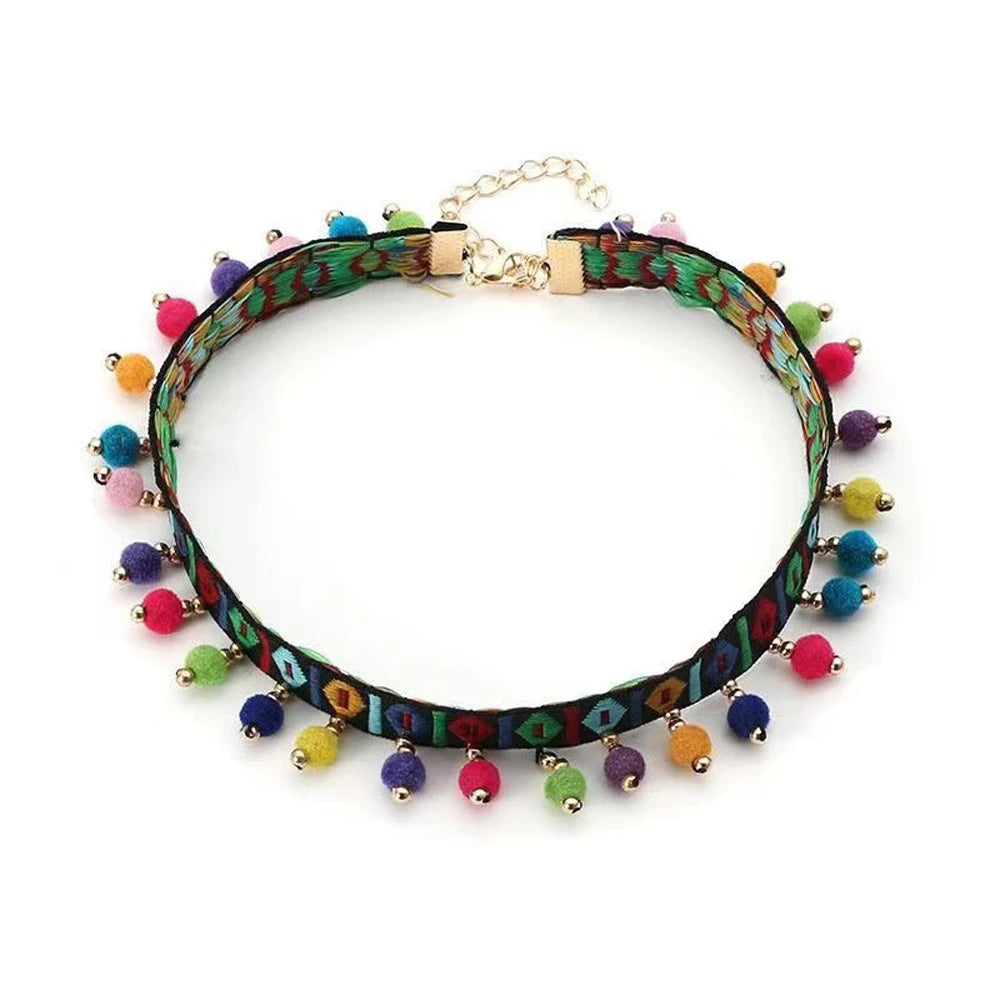 Retro Cloth Bohemian Pet Necklace - Colorful, Happy, Unusual