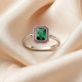 Green & Pink Zircons Cocktail Ring in 925 Sterling Silver