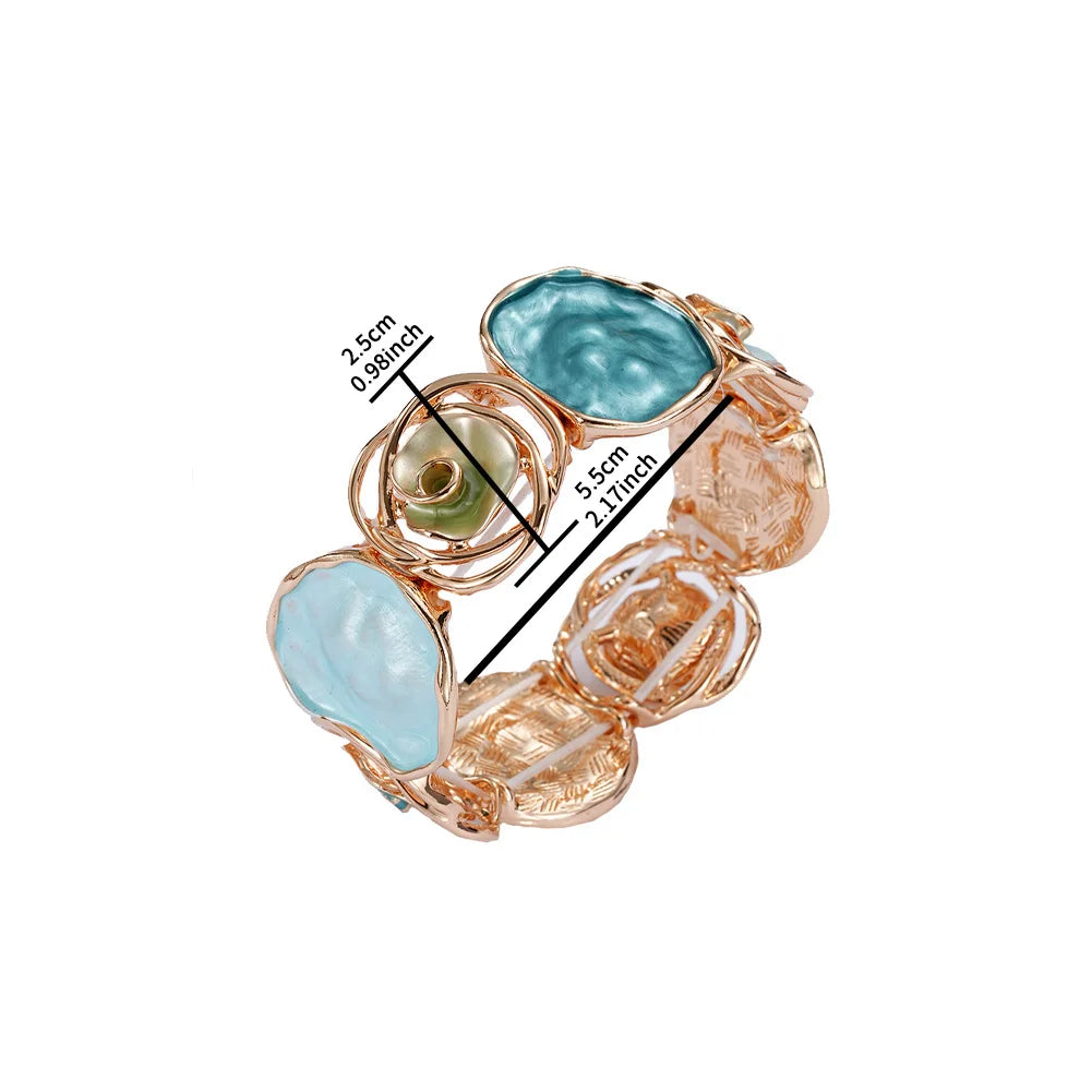 Large Colorful Ocean Inspired Zinc Alloy Bracelet - Boho, Bold, Modern