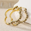 Clover Hoop Earrings with Cubic Zirconia & Antique Detail Design