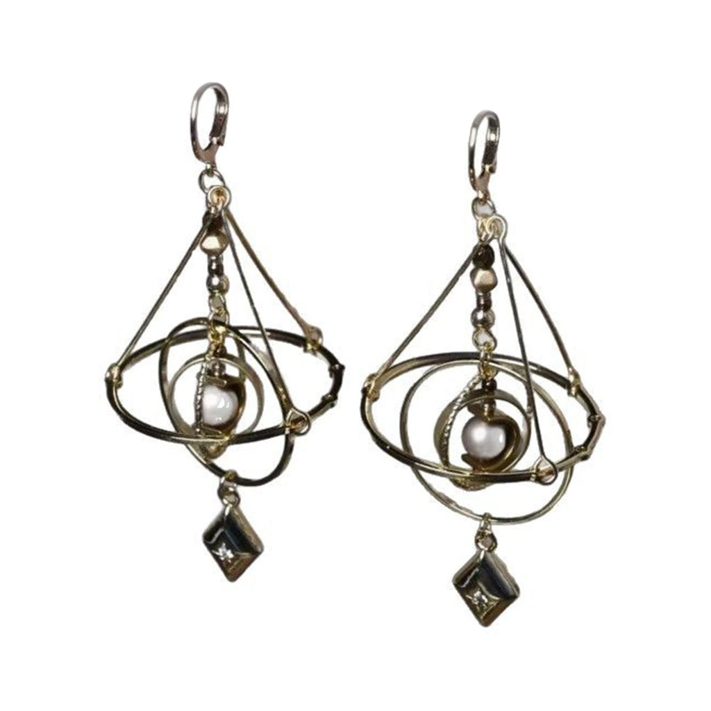 Creative Star Orbit Acrylic Bead Titanium Earrings Geometric