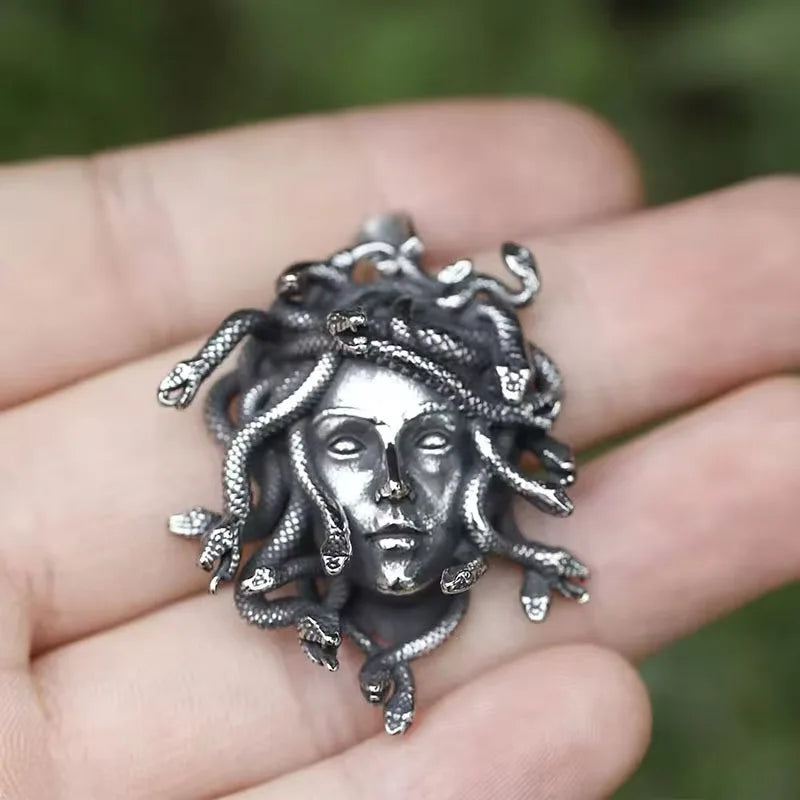 Medusa Head Snake Pendant Stainless Steel Necklace