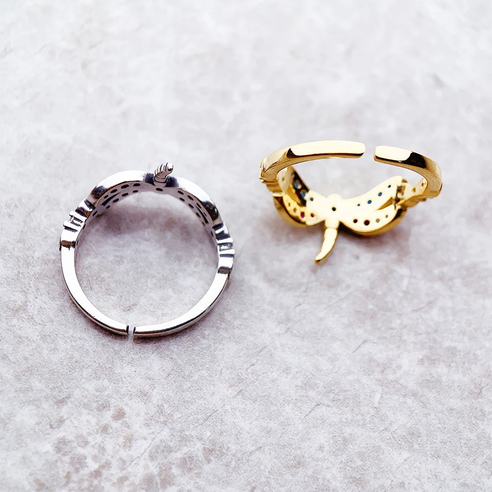 Colorful Dragonfly Ring in 925 Sterling Silver with Zircon Stones
