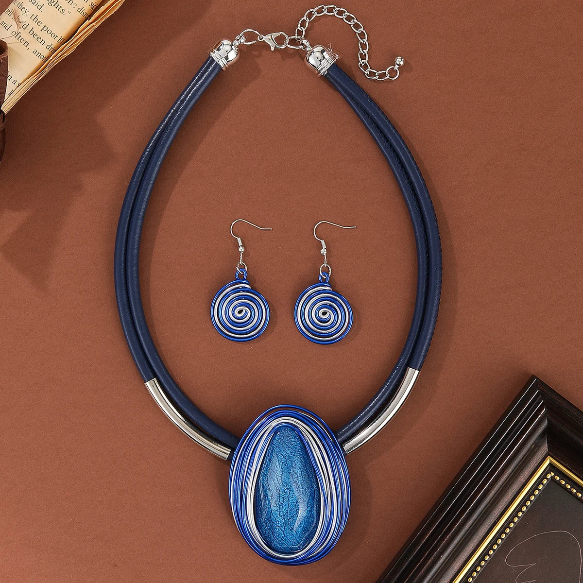 Colorful Large Crystal Oval Shape Alloy Necklace & Earrings