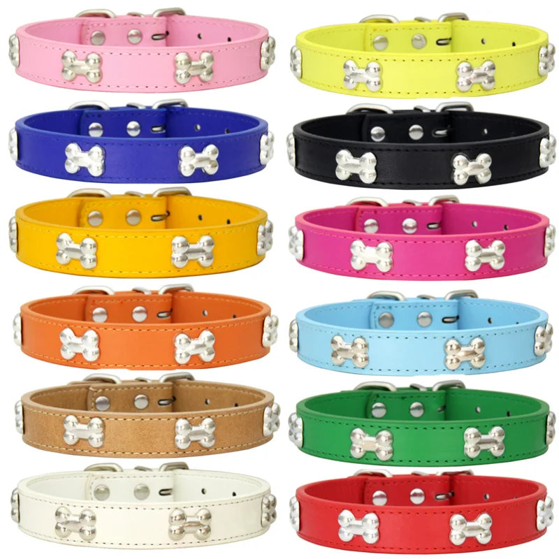 Bone Leather Durable Pet Dog Collar