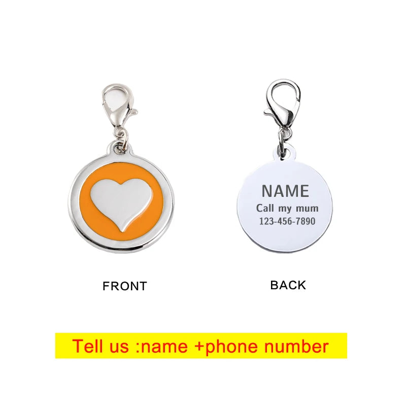 Stainless Steel Heart Pet ID Tag Personalized Customized