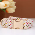 Elegant Fabric Customizable Dog Collar Set - Name Tag, Zinc Alloy Setting, Girly